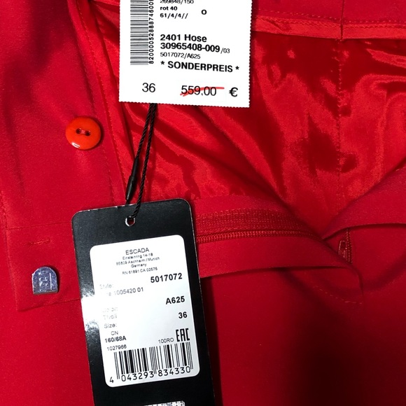 Escada red pants designer brand luxury clothes business clothes - Picture 9 of 11
